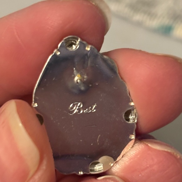 Vintage Signed Best Silver & Turquoise Pierced Earrings - Picture 4 of 5